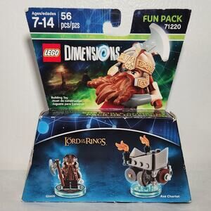 Lego Dimensions Lord Of The Rings Gimli W/ Axe Chariot Fun Pack 56 Pcs Brand New